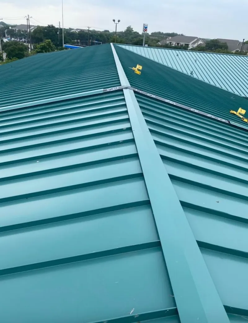 Green commercial metal roof ridge and valley for Metal Roof Repair in Jeannette